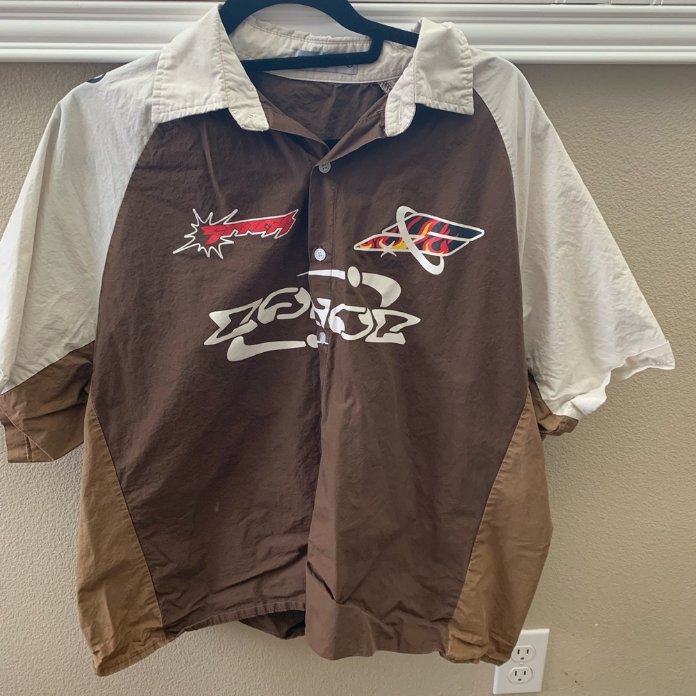Brown cool button up